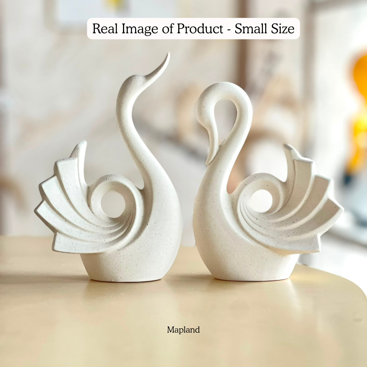 Abstract Swan Ceramic Figurine Set of 2