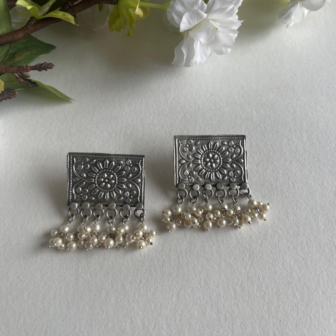 Antara Oxidized Earrings for Women – Ethnic Silver Imitation Jewery