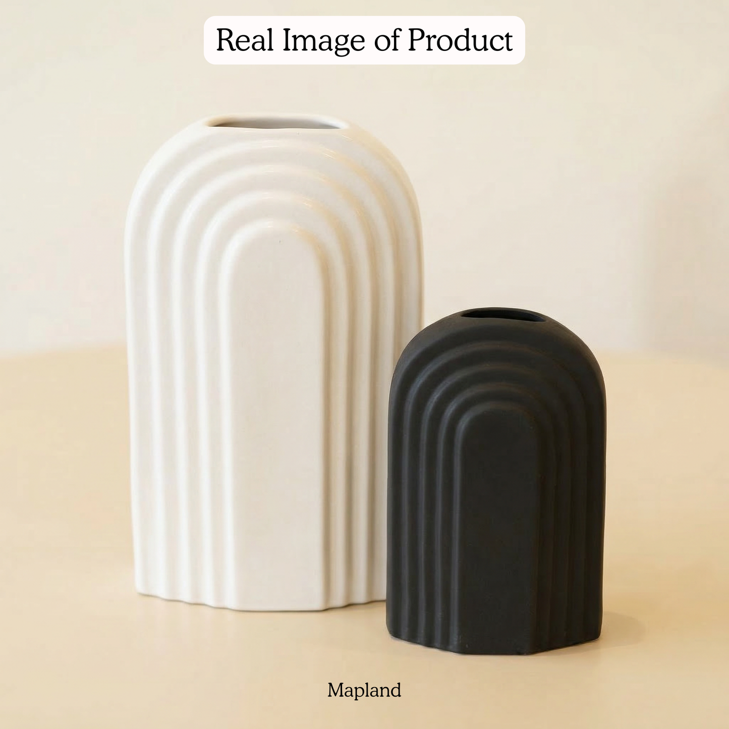 Arc Duo Ceramic Vase Set handmade ceramic vase — angle view, Indian artisan craft | Mapland