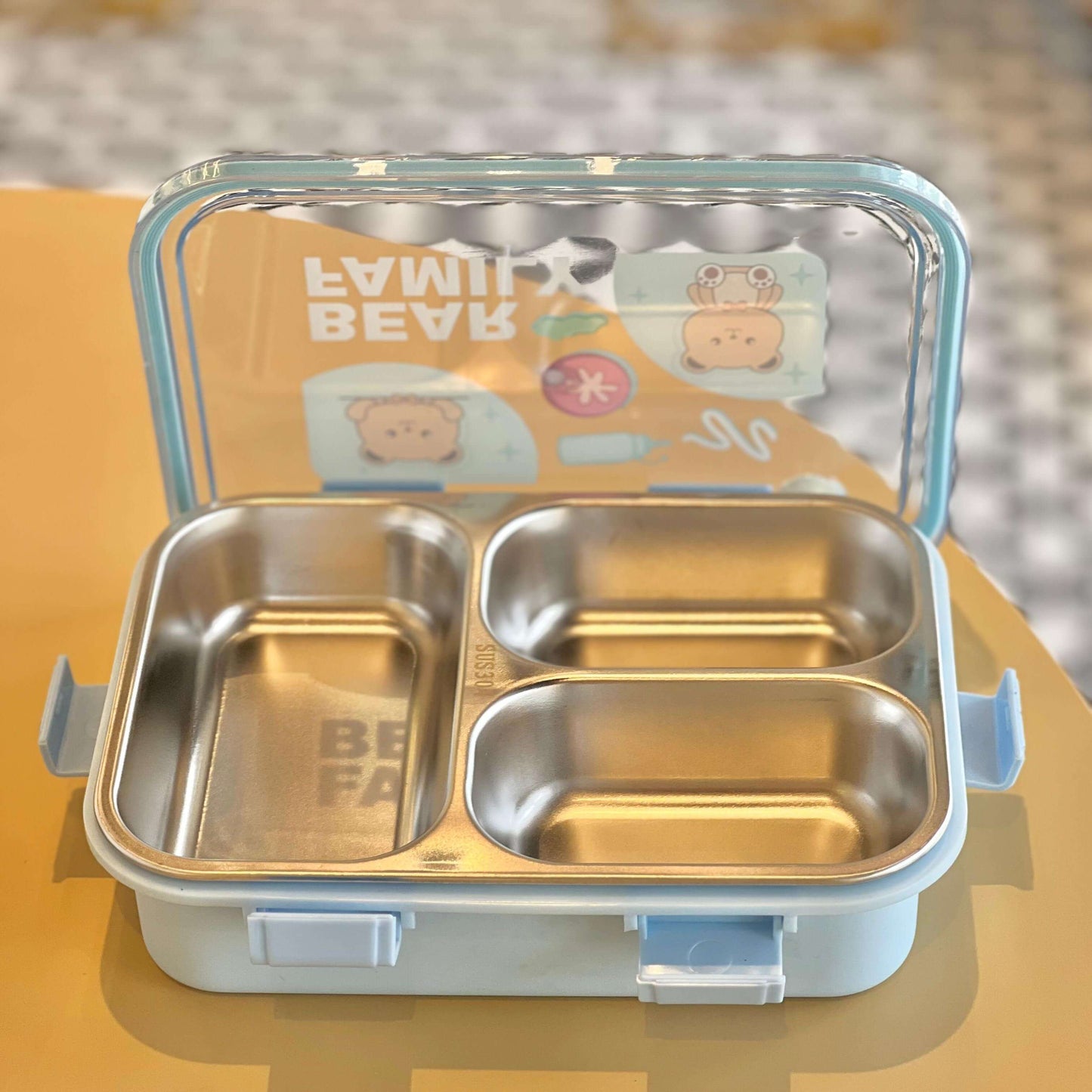 CubbyBox 3-Compartment Bento Lunch Box with Cutlery