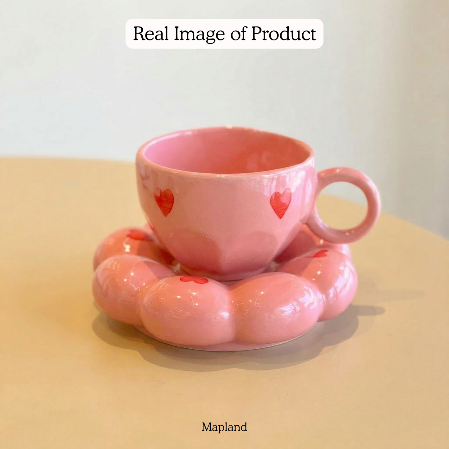 Bubble Heart Brew Cup with Saucer — handmade ceramic cup, view 5 | Mapland