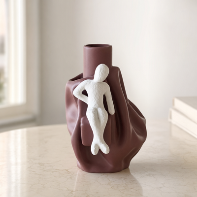 Draped Vase with Figurine Accent