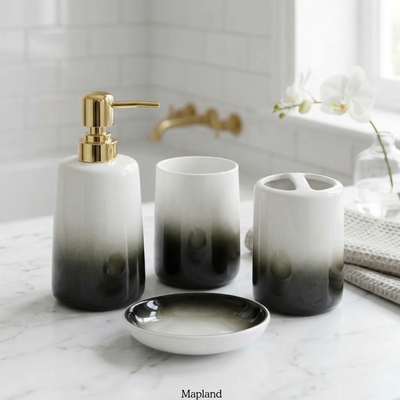 Eclipse Gold Ceramic Bathroom Set of 4 - curated home decor | Mapland