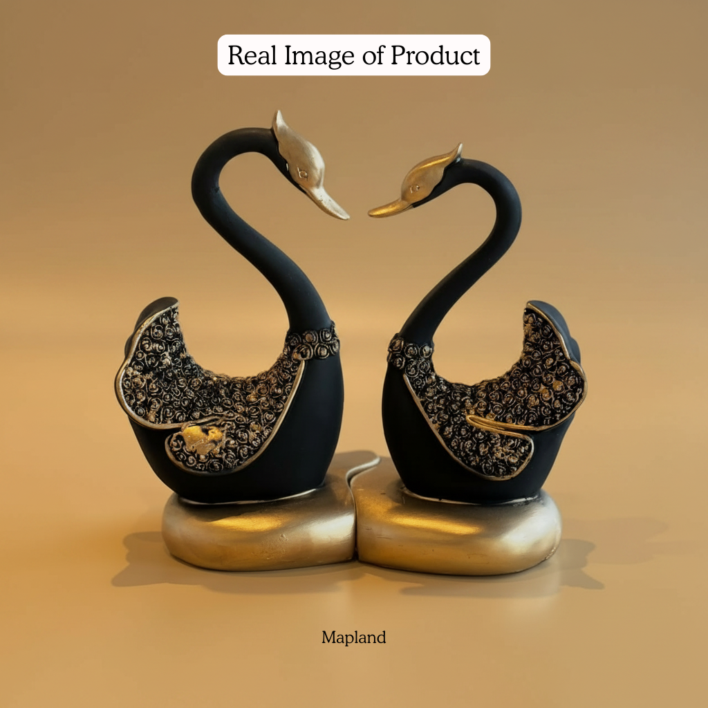 Facing Swans Ceramic Figurine Set of 2