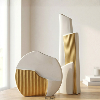 Golden Crest Vase Pair -- decorative home accent, resin home decor | Mapland