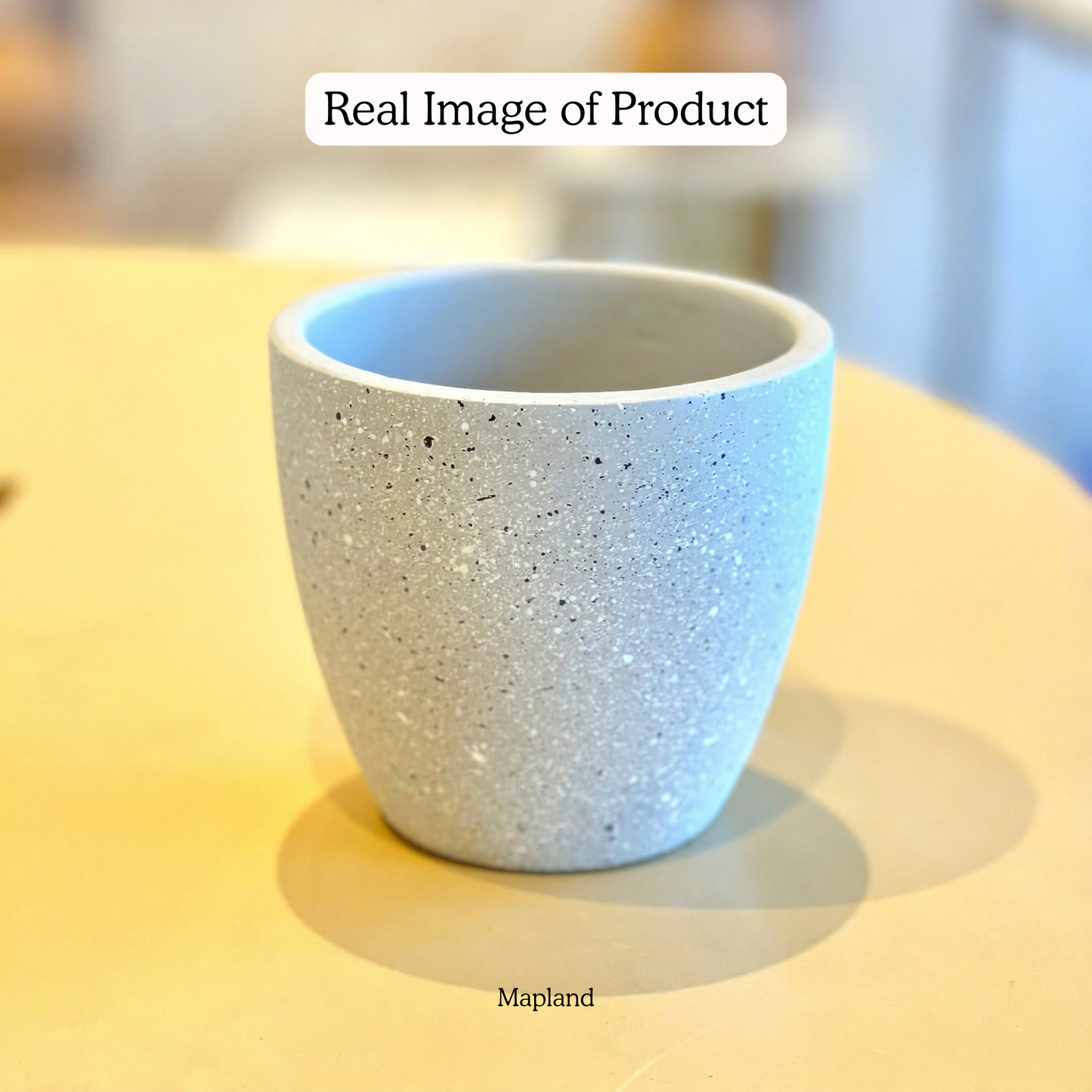 Grey Speckle Terracotta Planter handmade ceramic planter — angle view, Indian artisan craft | Mapland
