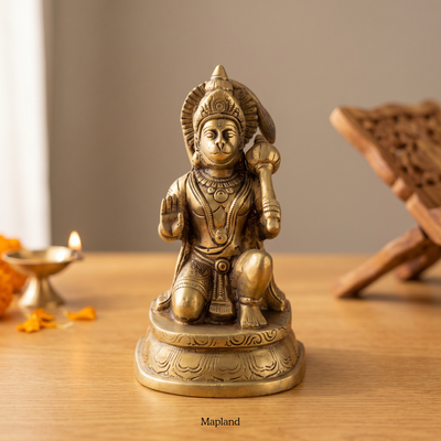Hanuman Ji brass idol seated pure brass murti 1619g | Mapland
