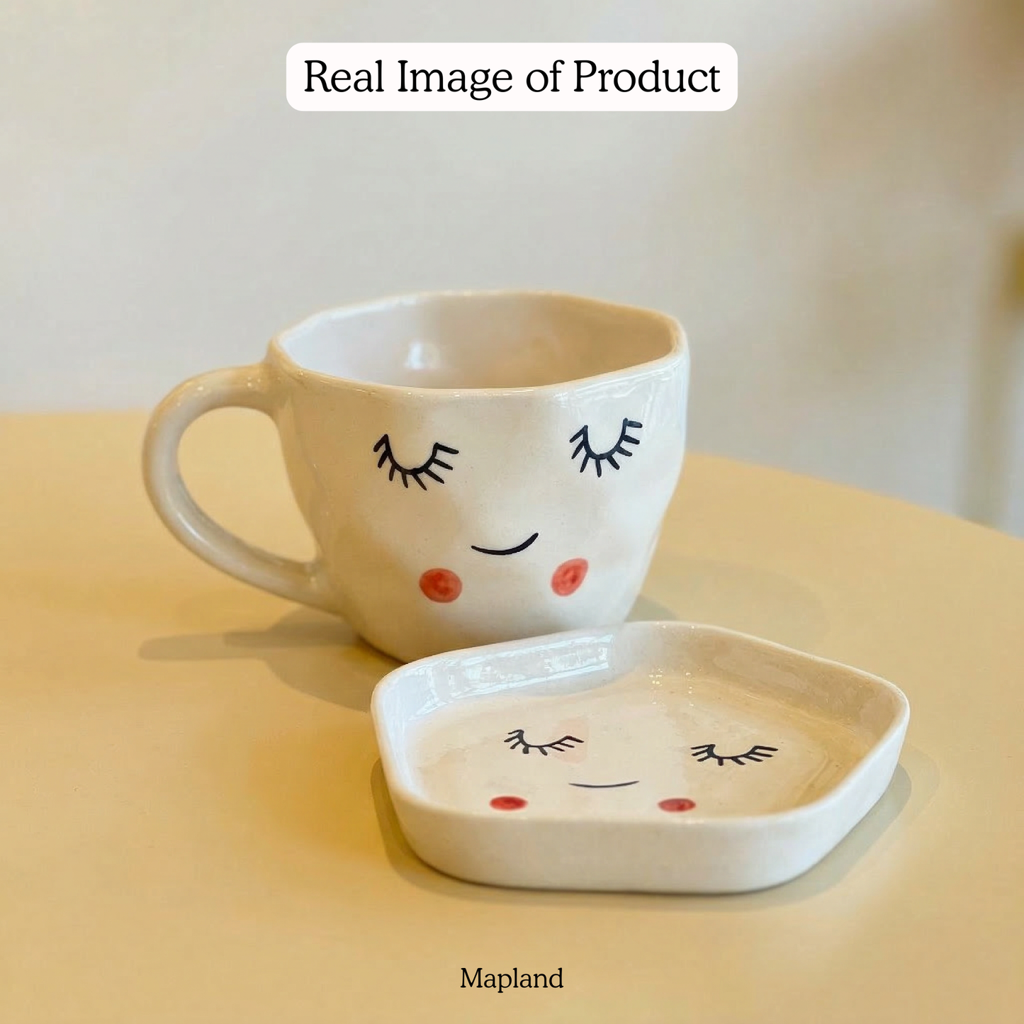Happy Face Ceramic Cup & Saucer - Mapland