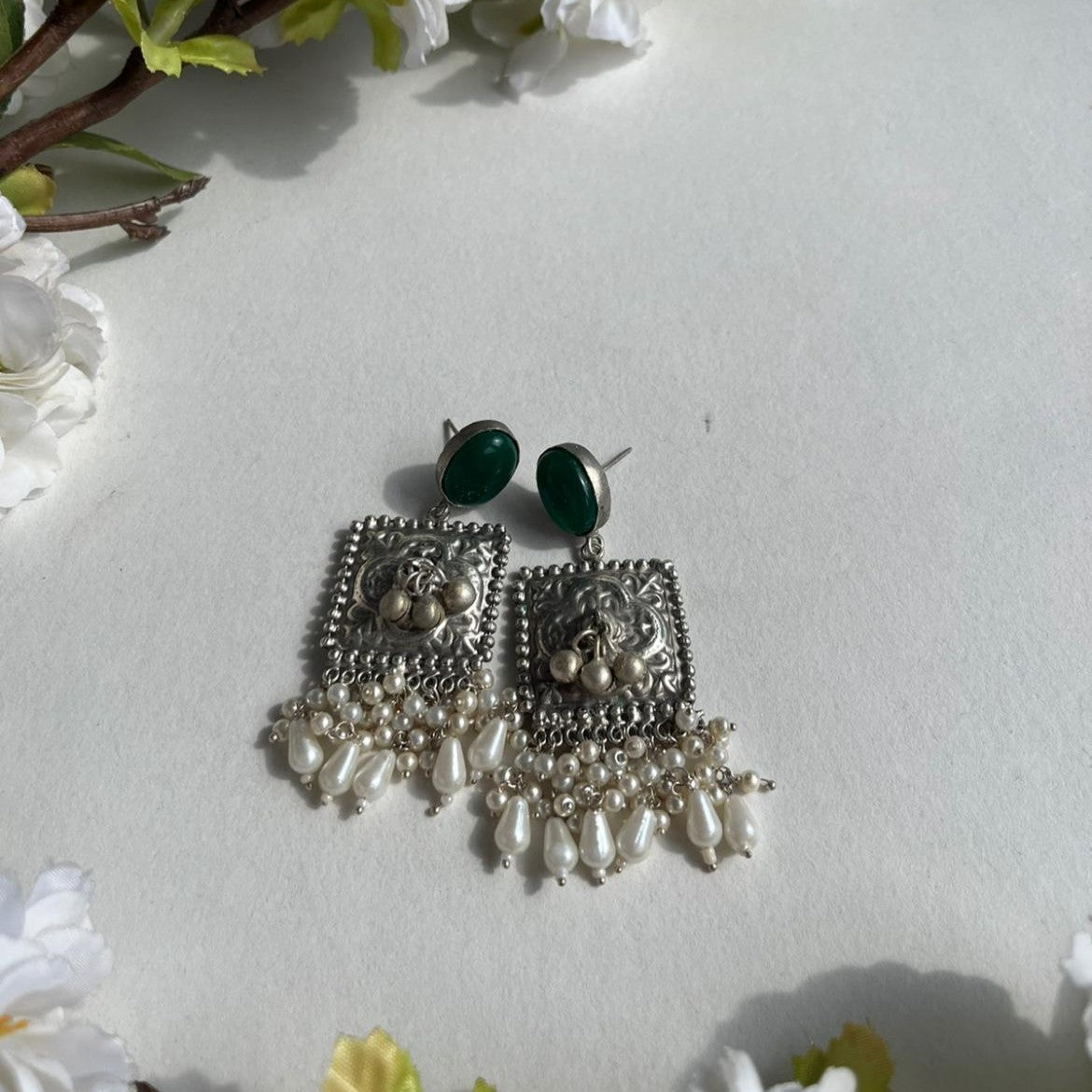 Minar Oxidized Earrings for Women – Ethnic Silver Imitation Jewelry