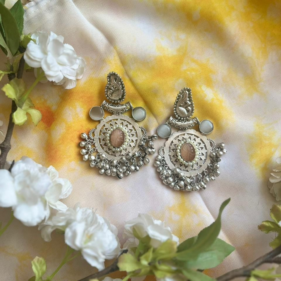 Noor Oxidized Earrings for Women – Ethnic Silver Imitation Jewelry