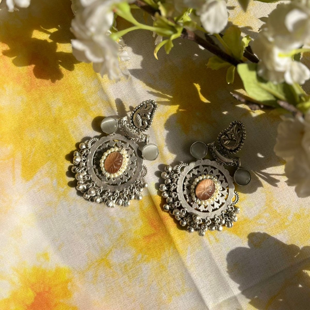 Noor Oxidized Earrings for Women – Ethnic Silver Imitation Jewelry