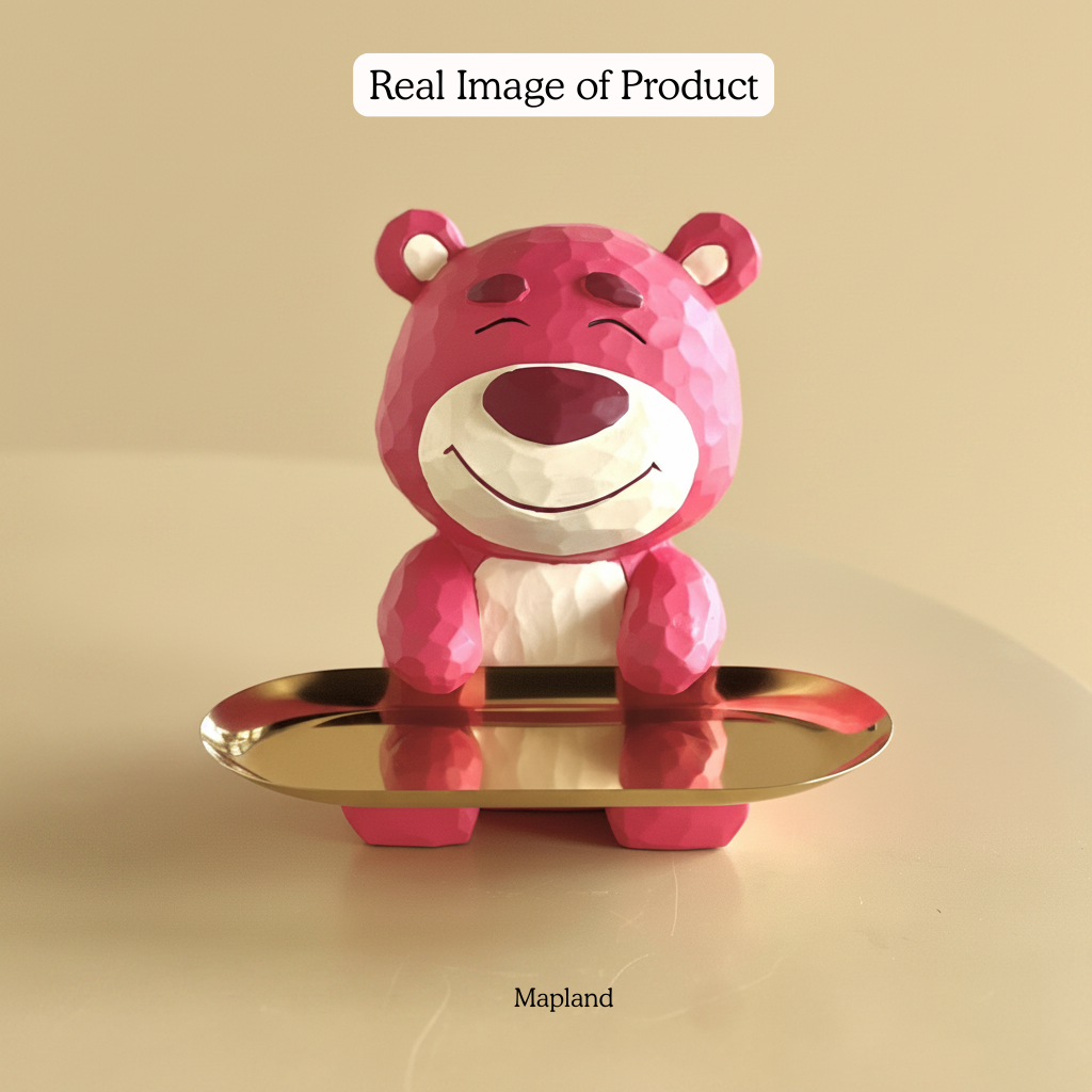 Pink Bear Trinket Tray Figurine