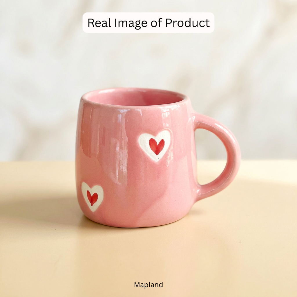 Pink Heart Outlined Ceramic Mug - Mapland