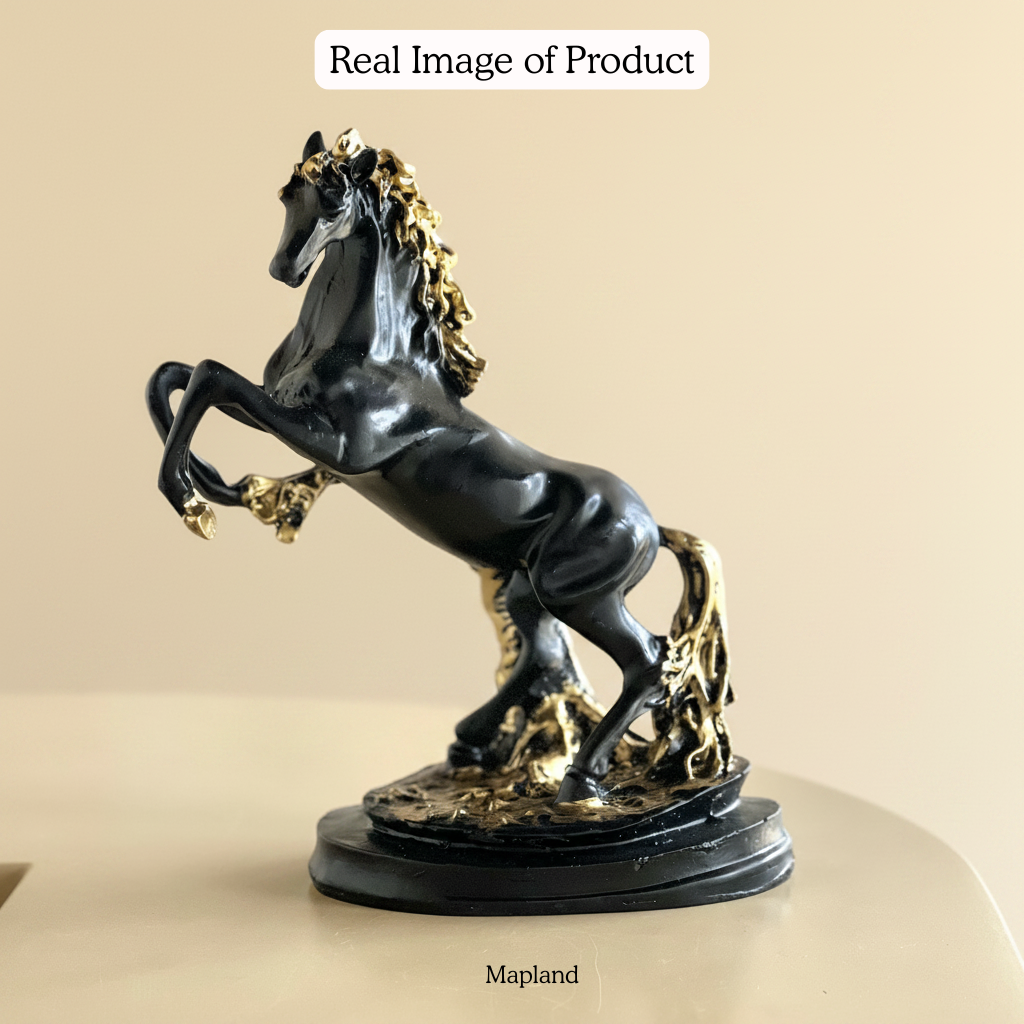 Rearing Black Stallion Horse Figurine