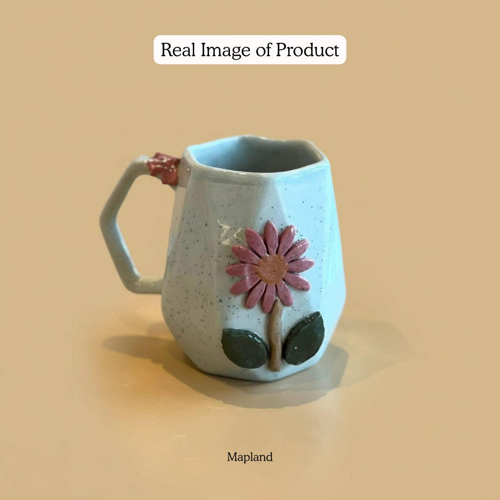 Sculpted Daisy Faceted Ceramic Mug