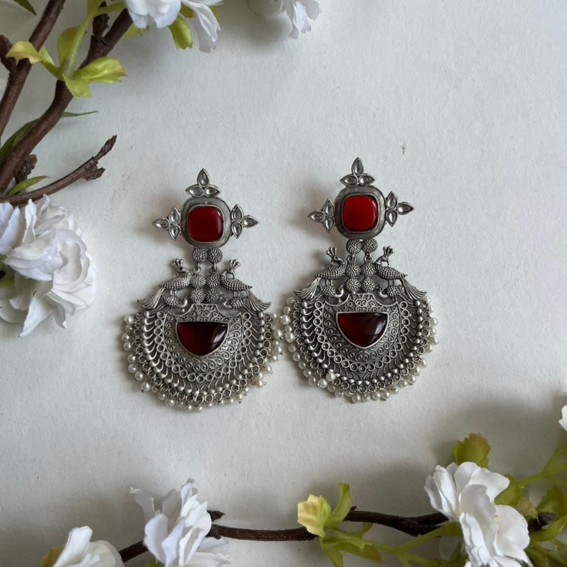 Suri Oxidized Earrings for Women – Ethnic Silver Imitation Jewery