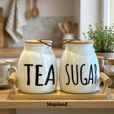 Ceramic Tea & Sugar Organizer Set — handmade artisan home decor | Mapland