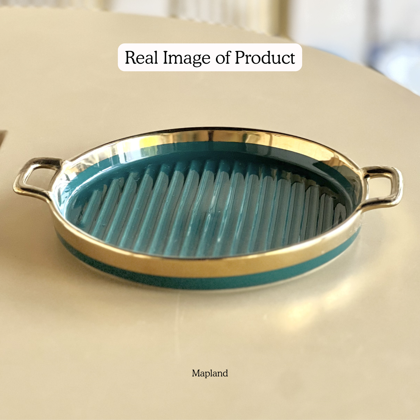 Gold-Rim Porcelain Serving Dish