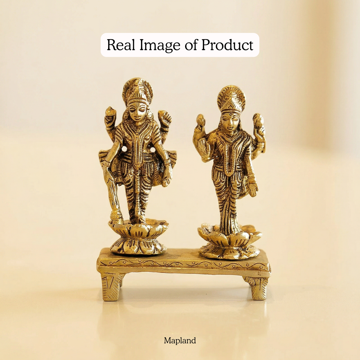 Brass Vishnu Lakshmi figurine real lifestyle image | Mapland