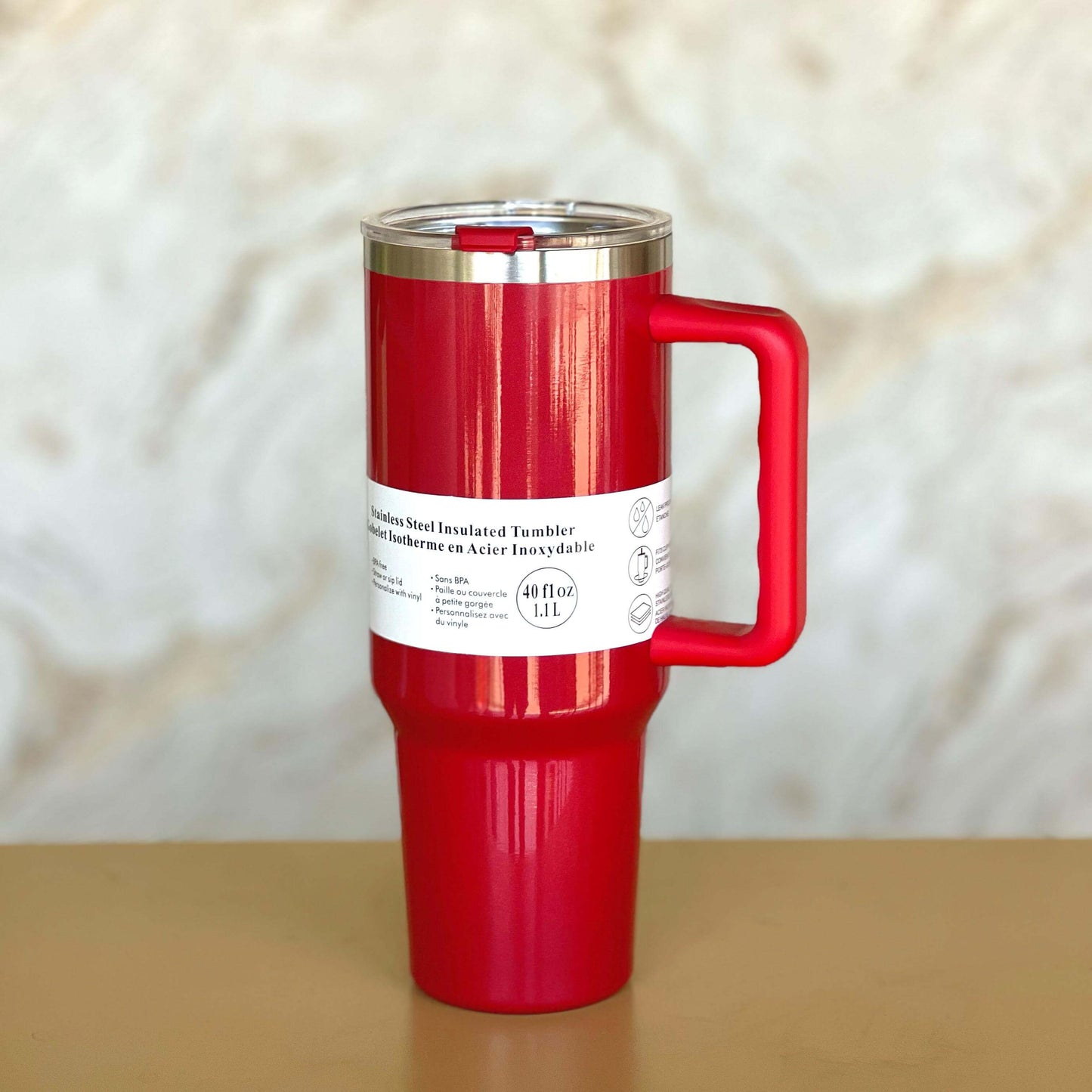 Urban Sip Shimmer Leakproof Insulated Water Tumbler With Handle Arctic Red 1100ml