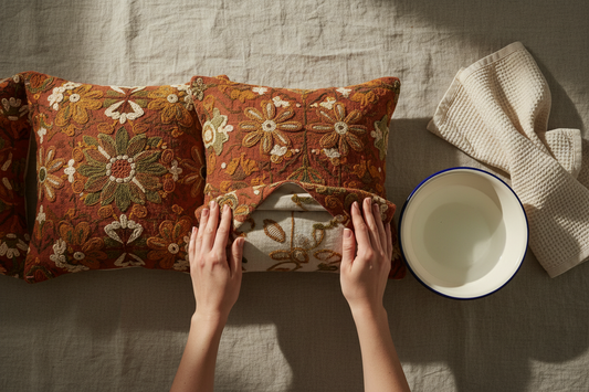 How to Care for Hand-Stitched Cushion Covers in India: Washing, Drying & Embroidery Maintenance Guide