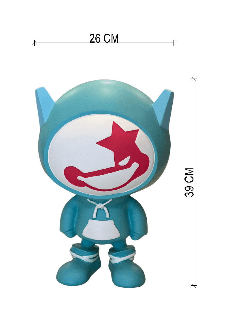 Blue astronaut figurine dimensions: 26x39 cm