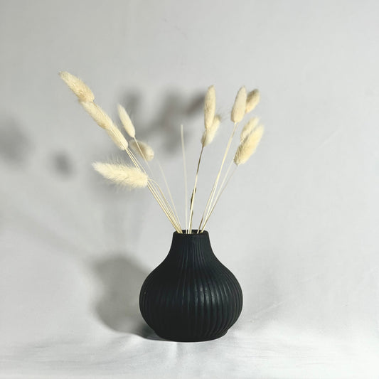 Bud Vase Black with Bunny Tails