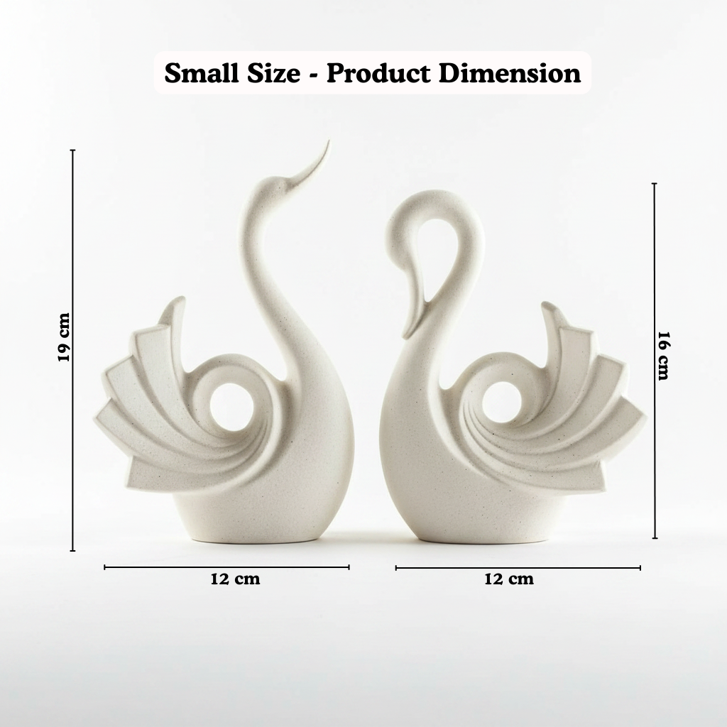 Abstract Swan Ceramic Figurine Set of 2