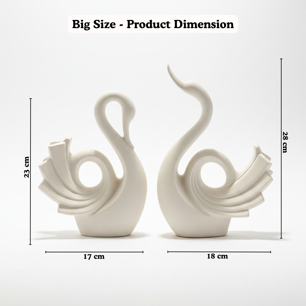 Abstract Swan Ceramic Figurine Set of 2