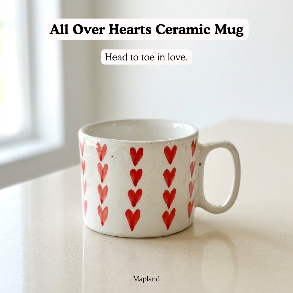 All Over Hearts Ceramic Mug - Mapland