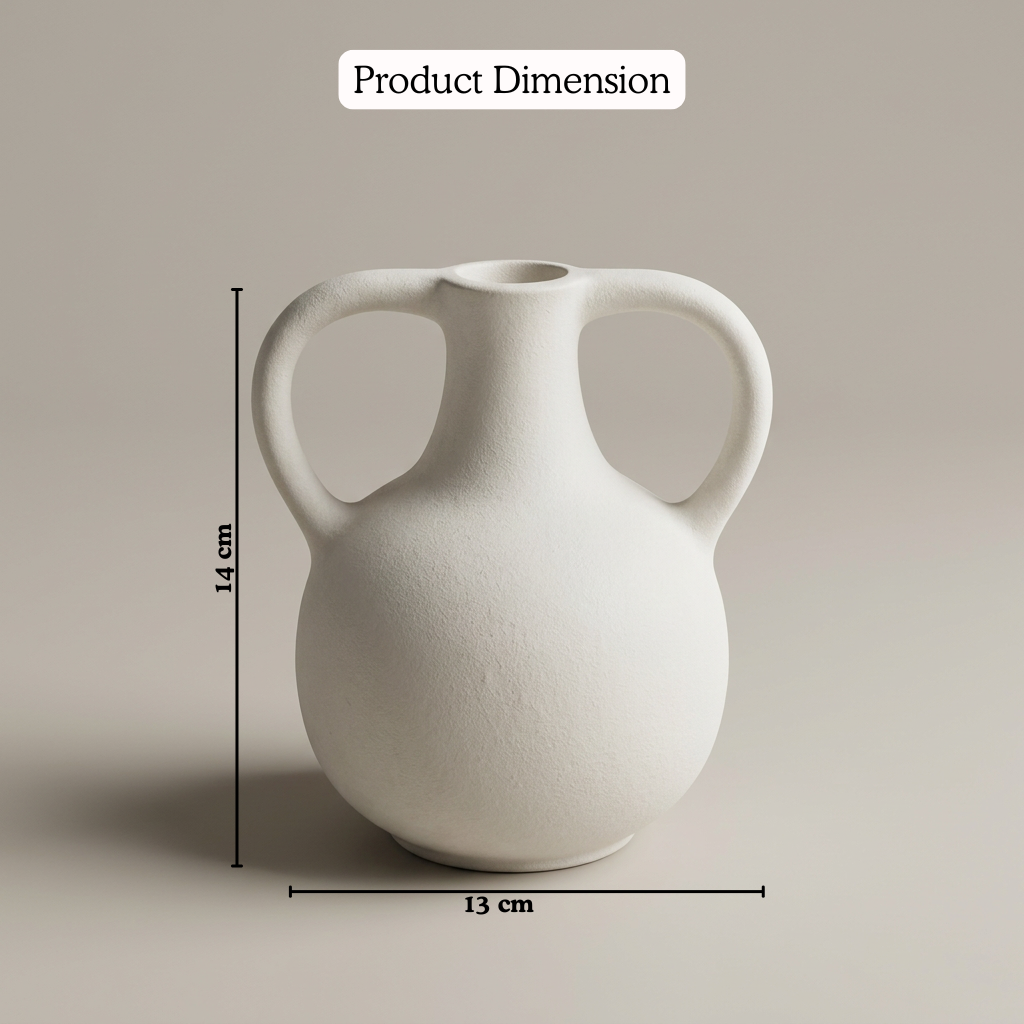 Amphora Jug Vase Chalk White handmade ceramic vase — detail view, Indian artisan craft | Mapland