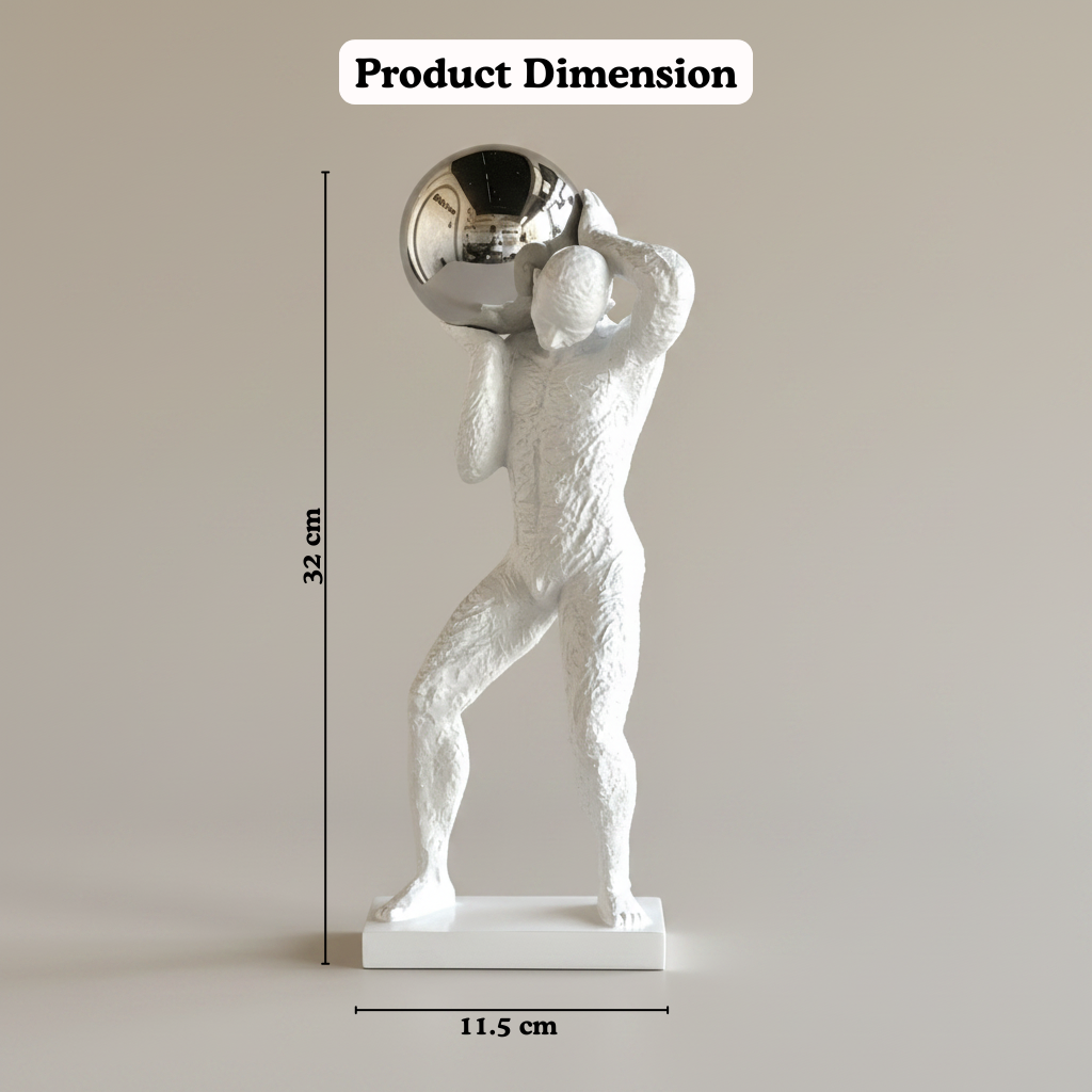 Atlas Figurine White Resin with Chrome Globe dimensions | Mapland