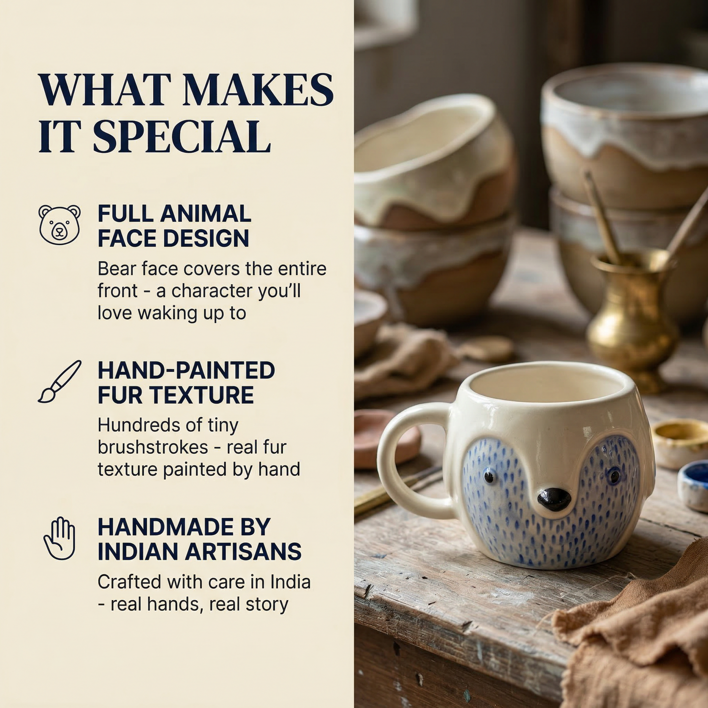 Bear Face Ceramic Mug - Mapland