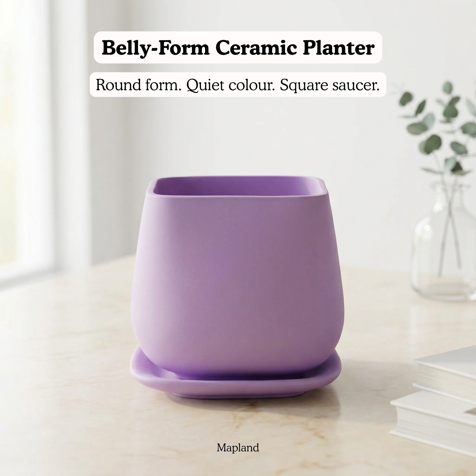 Belly-Form Ceramic Planter handmade ceramic planter — detail view, Indian artisan craft | Mapland