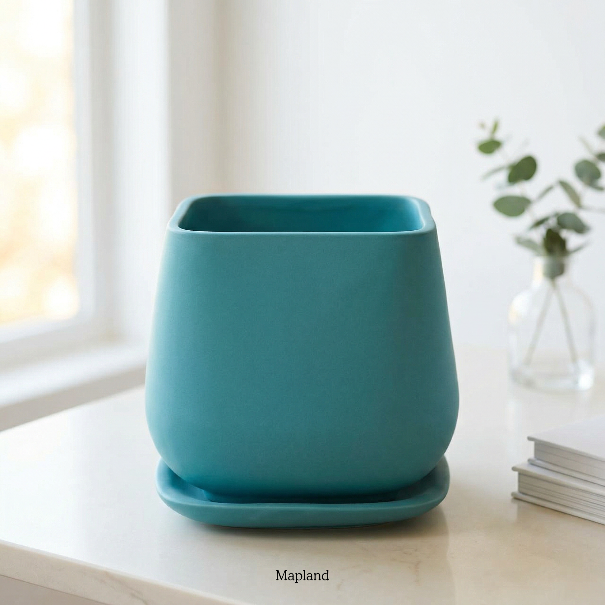 Belly-Form Ceramic Planter handmade ceramic planter — top view, Indian artisan craft | Mapland
