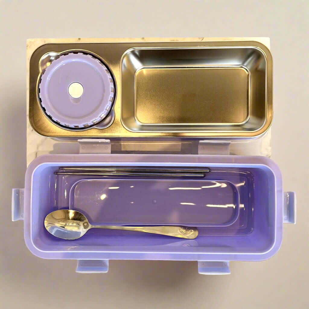 LilacBento 2-Compartment Lunch Box with Sauce Cup