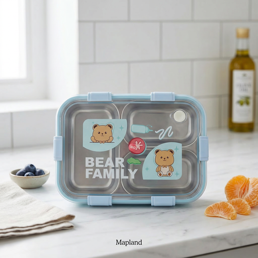 CubbyBox 3-Compartment Bento Lunch Box with Cutlery — handmade artisan home decor | Mapland