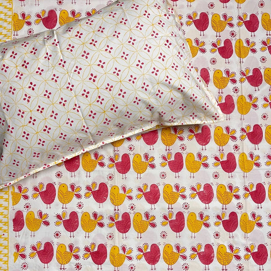 Bird Pattern Single Bedsheet Set