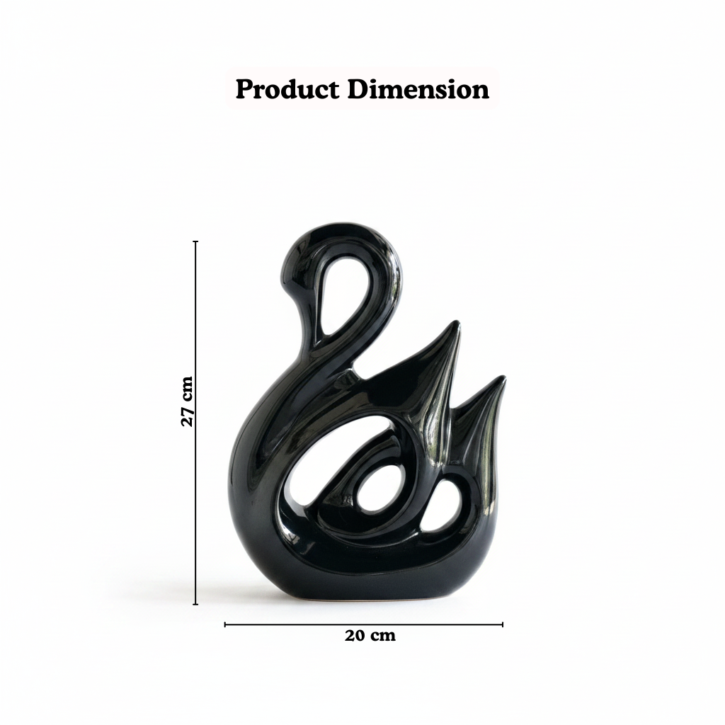 Black & White Swan Ceramic Figurine Set
