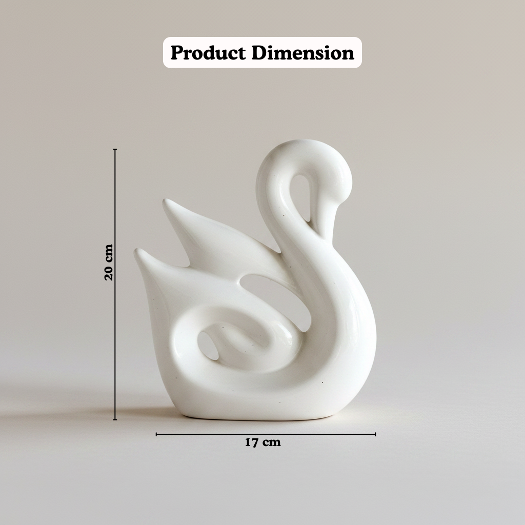 Black & White Swan Ceramic Figurine Set