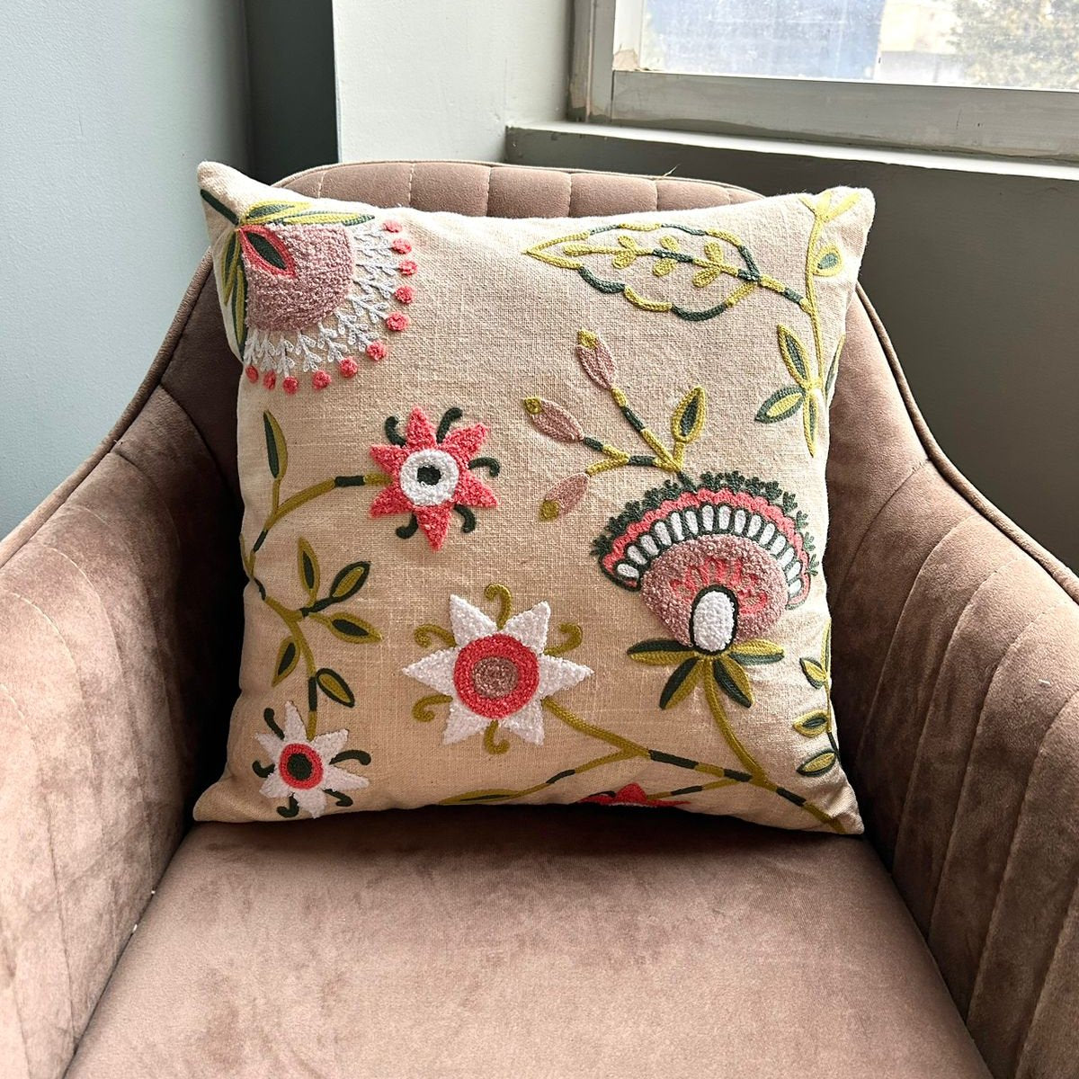 Blossom Embroidered Cushion