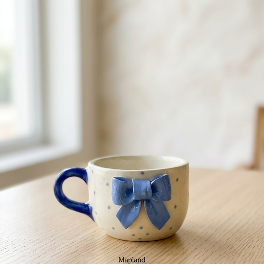 Blue Bow Ceramic Mug - Mapland