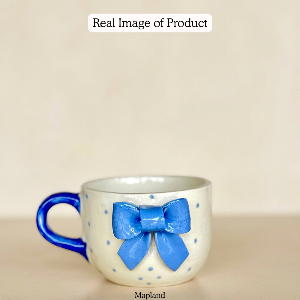 Blue Bow Ceramic Mug - Mapland