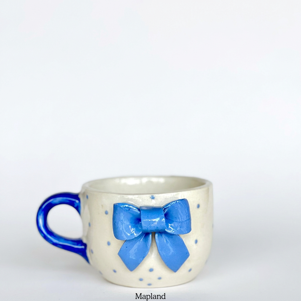 Blue Bow Ceramic Mug - Mapland