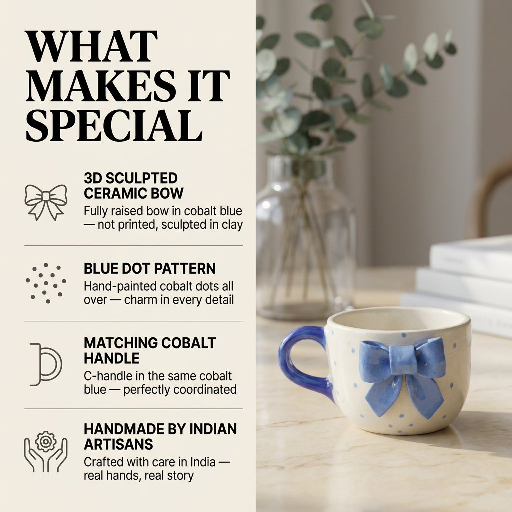 Blue Bow Ceramic Mug - Mapland