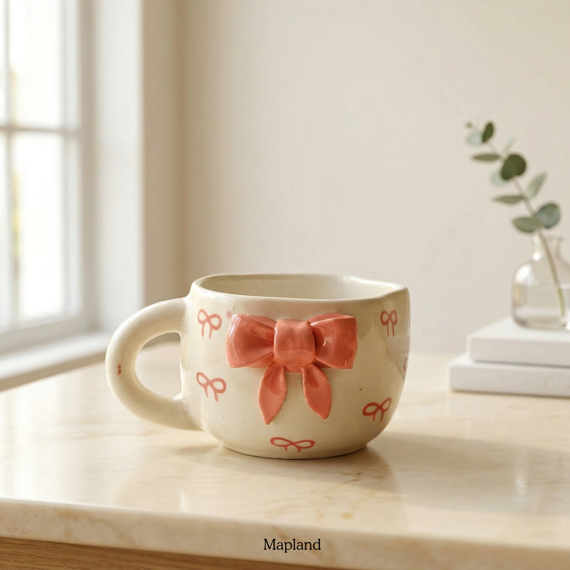 BlushBow Cup — handmade ceramic cup, view 2 | Mapland