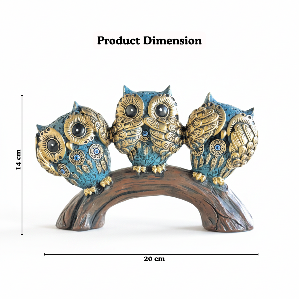 Family Nest Evil Eye Owl Figurine