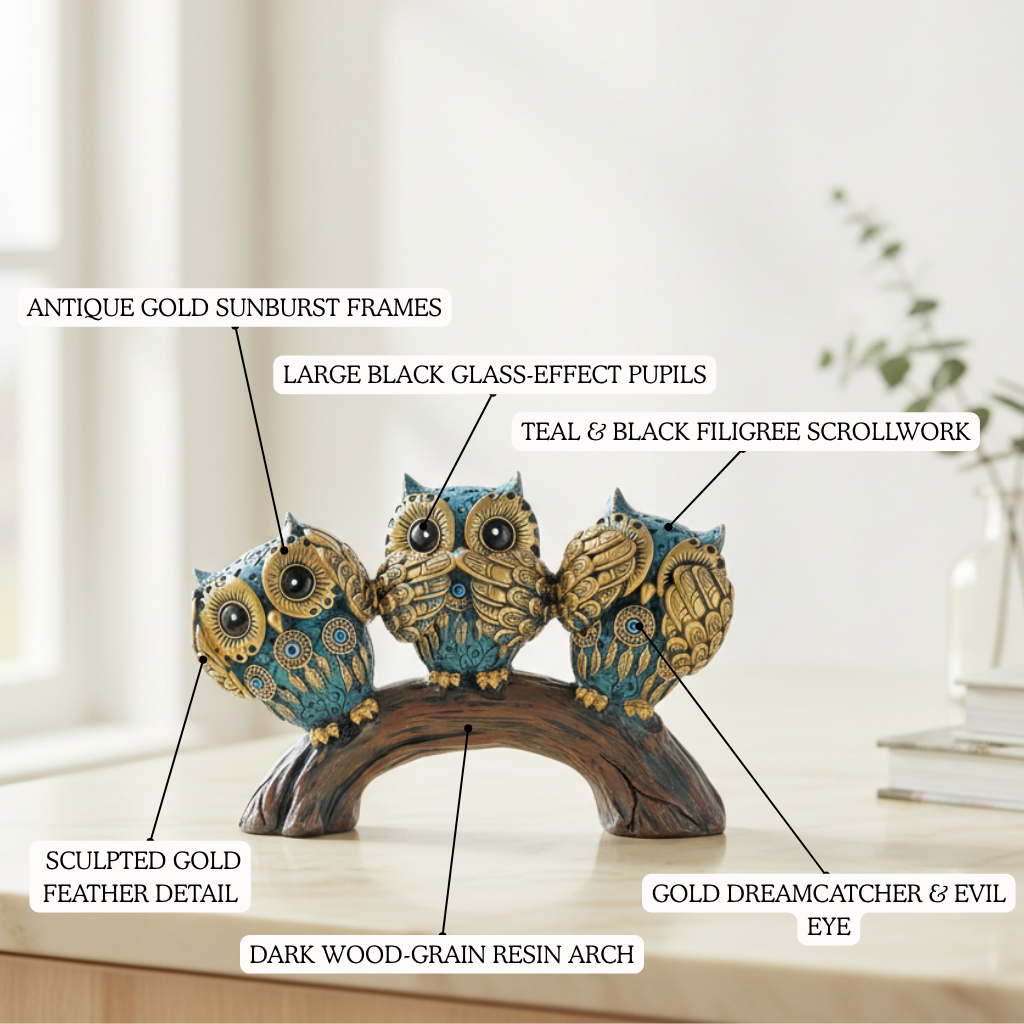 Family Nest Evil Eye Owl Figurine
