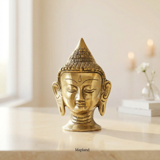 Buddha Head Brass Statue - Meditating Face Showpiece for Home