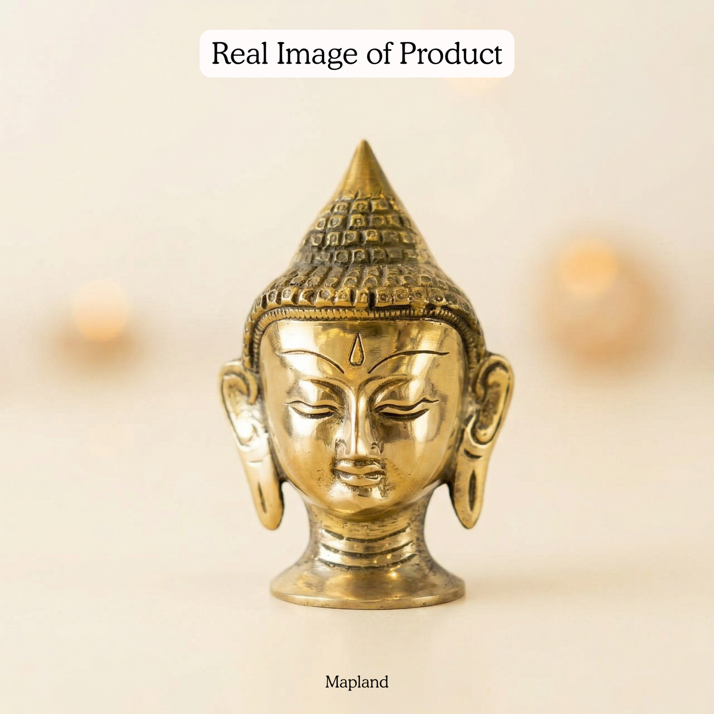 Buddha head brass statue real lifestyle image | Mapland